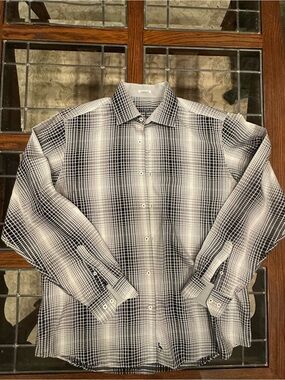 Men's Taylor Byrd Black & White Grid Button-Up Shirt